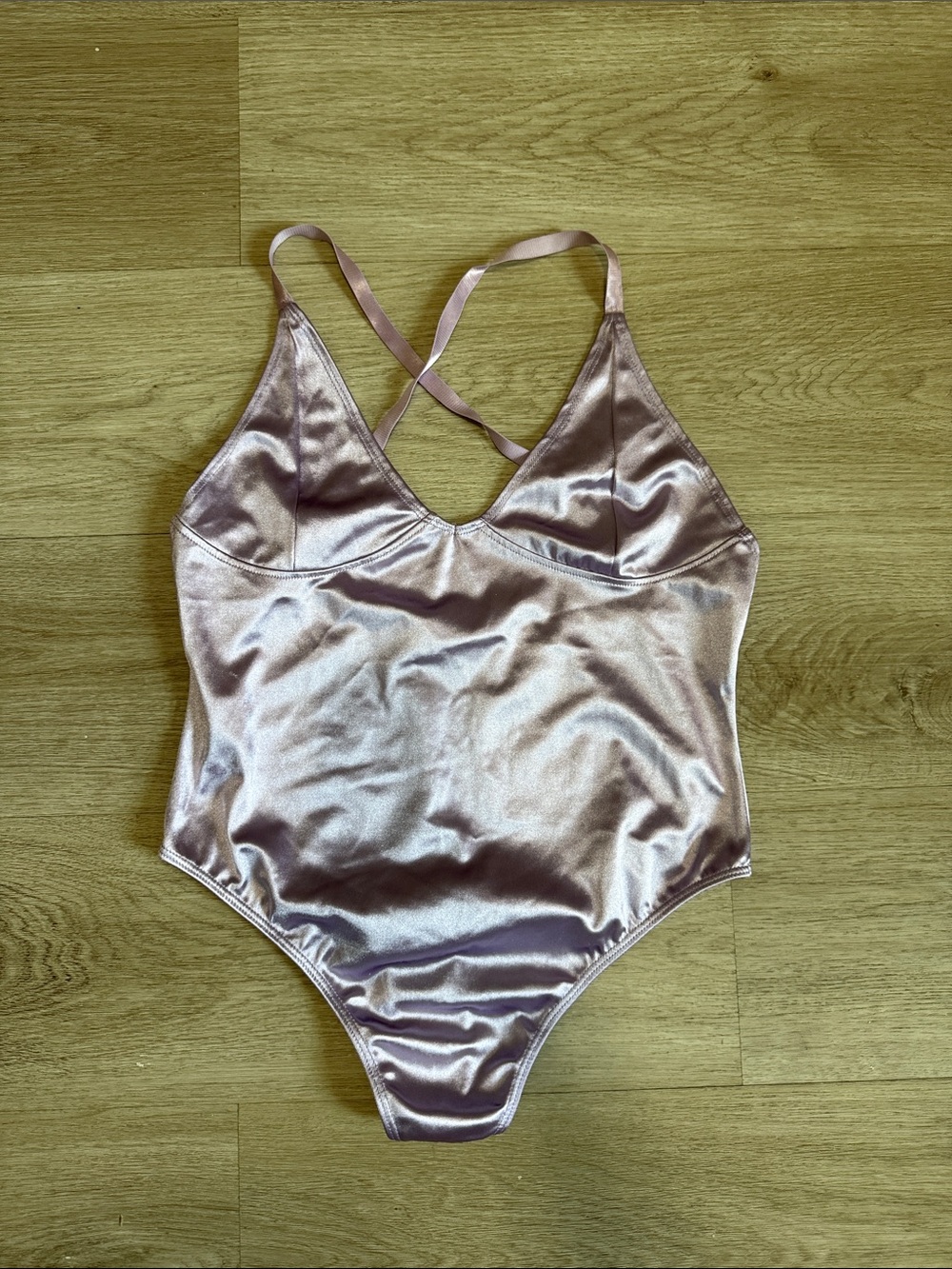 Forever 21 Women’s Satin-Effect Bodysuit in Lavender